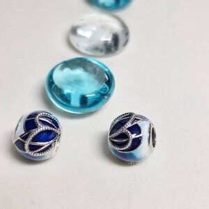 Authentic Pandora Blue Butterfly Wing Charm 925 Silver With Enamel Bead NWOT
